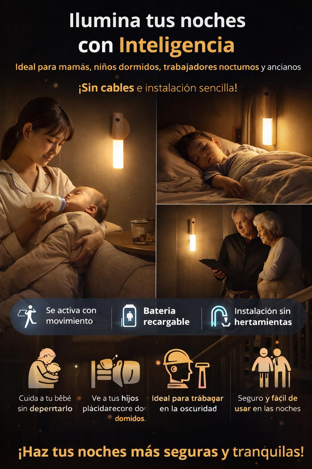 Lampara portátil con sensor de movimiento